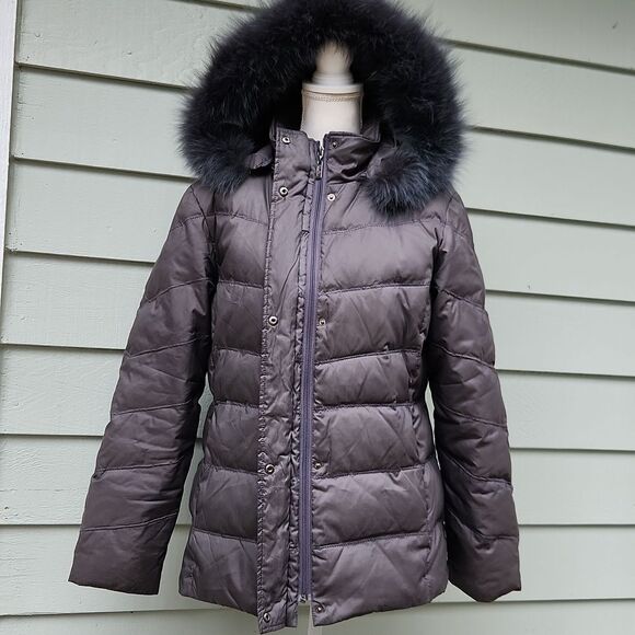 Company Ellen Tracy Fur Down Hooded Winter Coat Jacket - Picture 5 of 12